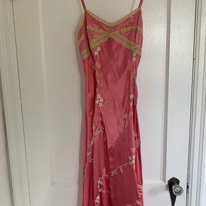 Betsey Johnson Pink silk embroidered dress